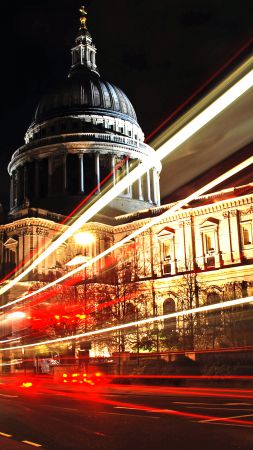 Собор Святого Павла, Лондон, Туризм, путешествие, ночь (vertical)