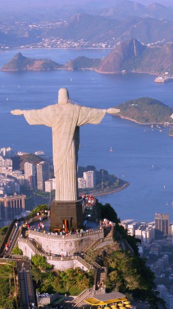 Статуя Христа-Искупителя, Рио-де-Жанейро, Бразилия, Туризм, Путешествие (vertical)