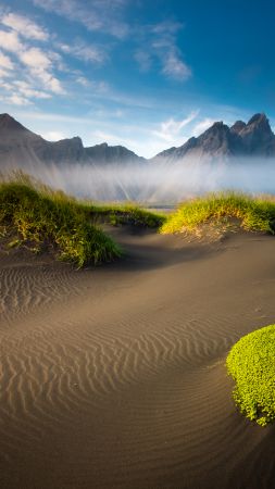 Рейкьявик, 5k, 4k, Исландия, горы, песок (vertical)