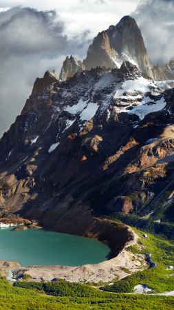 Патагония, 5k, 4k, Аргентина, горы, озеро (vertical)