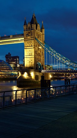 Лондон, мост, Великобритания, ночь, река, путешествия, туризм (vertical)