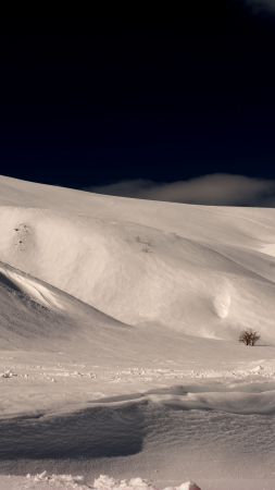 Альпы, 5k, 4k, 8k, Франция, Снег, ночью, холмы (vertical)