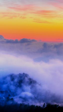 Альпы, 5k, 4k, 8k, Франция, закат, облака (vertical)