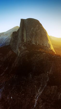 Йосемити, 5k, 4k, 8k, Хаф-Доум, Калифорния, Восход, горы (vertical)