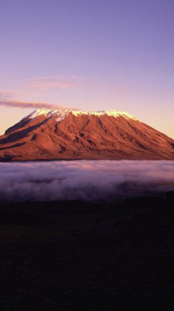Килиманджаро, 5k, 4k, Африка, горы, небо, облака (vertical)