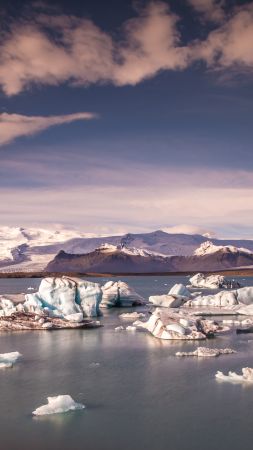 Йокюльсадлон Лагуна, 4k, 5k, Исландия, горы, лед, небо (vertical)