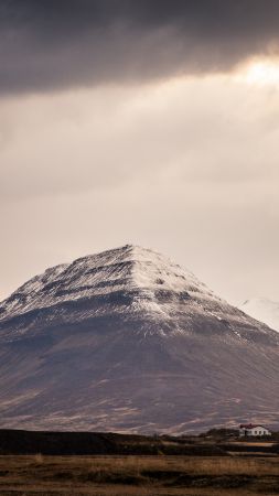 Исландия, 4k, 5k, горы, облака, луга (vertical)