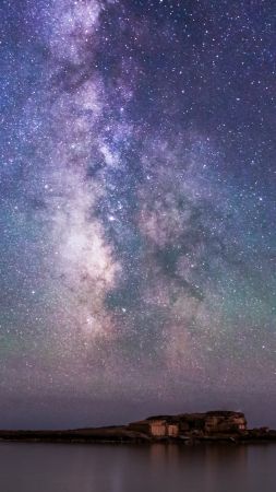 Исландия, 4k, 5k, ночь, небо, звезды, северное сияние (vertical)
