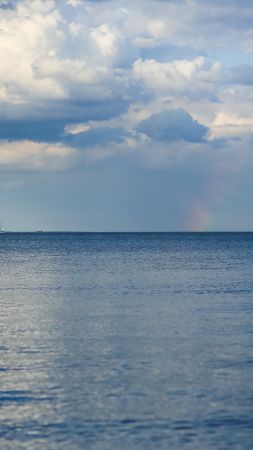 Балтийское море, 5k, 4k, 8k, горизонт, небо, облака, радуга (vertical)