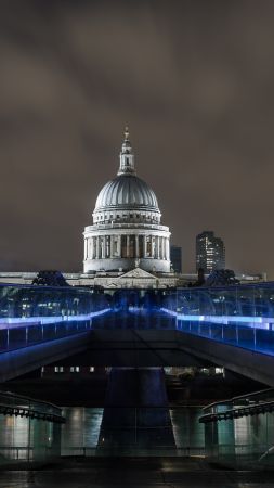 Мост Миллениум, Лондон, Англия, туризм, путешествие, ночь (vertical)