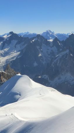 Эгюий-дю-Миди, 4k, 5k, Альпы, Франция, туризм, путешествие, полуденный пик (vertical)