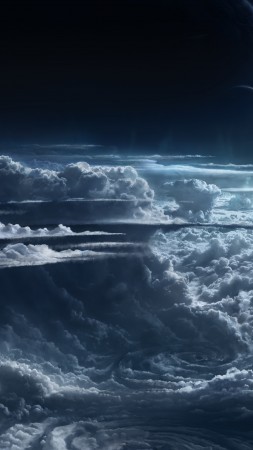 облака, 5k, 4k, небо, планеты, свет, атмосфера, циклон, белый, синий (vertical)
