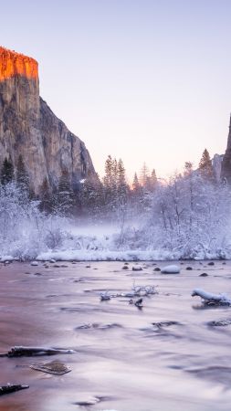 Йосемити, 5k, 4k, Национальный парк, Калифорния, США, зима, путешествие, туризм, озеро, горы (vertical)