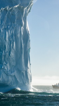 Айсберг, 4k, HD, Южная Джорджия, Атлантический океан, путешествие, туризм, океан, корабль (vertical)