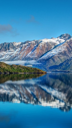 новая зеландия, 4k, HD, горы, гора, озеро, море, вода, небо, отражение, панорама (vertical)