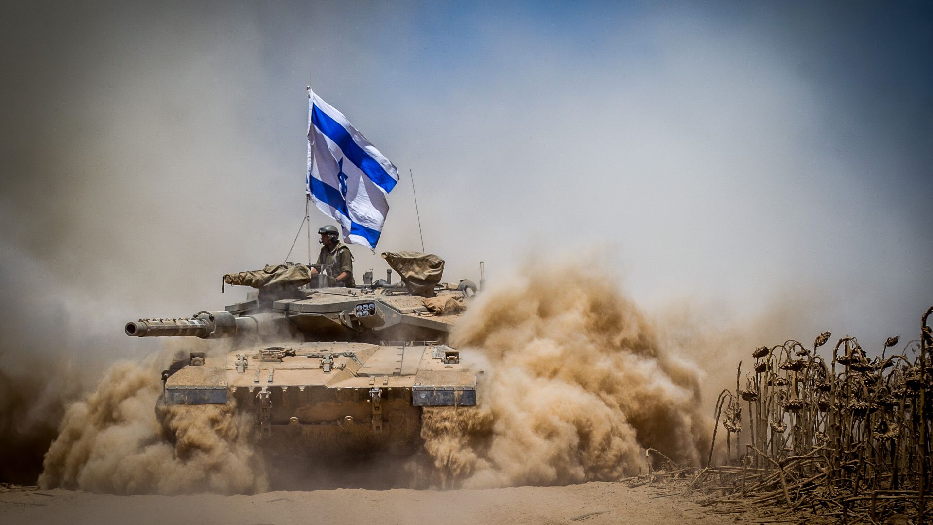 Меркава Марк 4, танк, флаг, армия Израиля, Merkava Mark IV, tank, flag, Israel Army, Israel Defense Forces, desert (horizontal)
