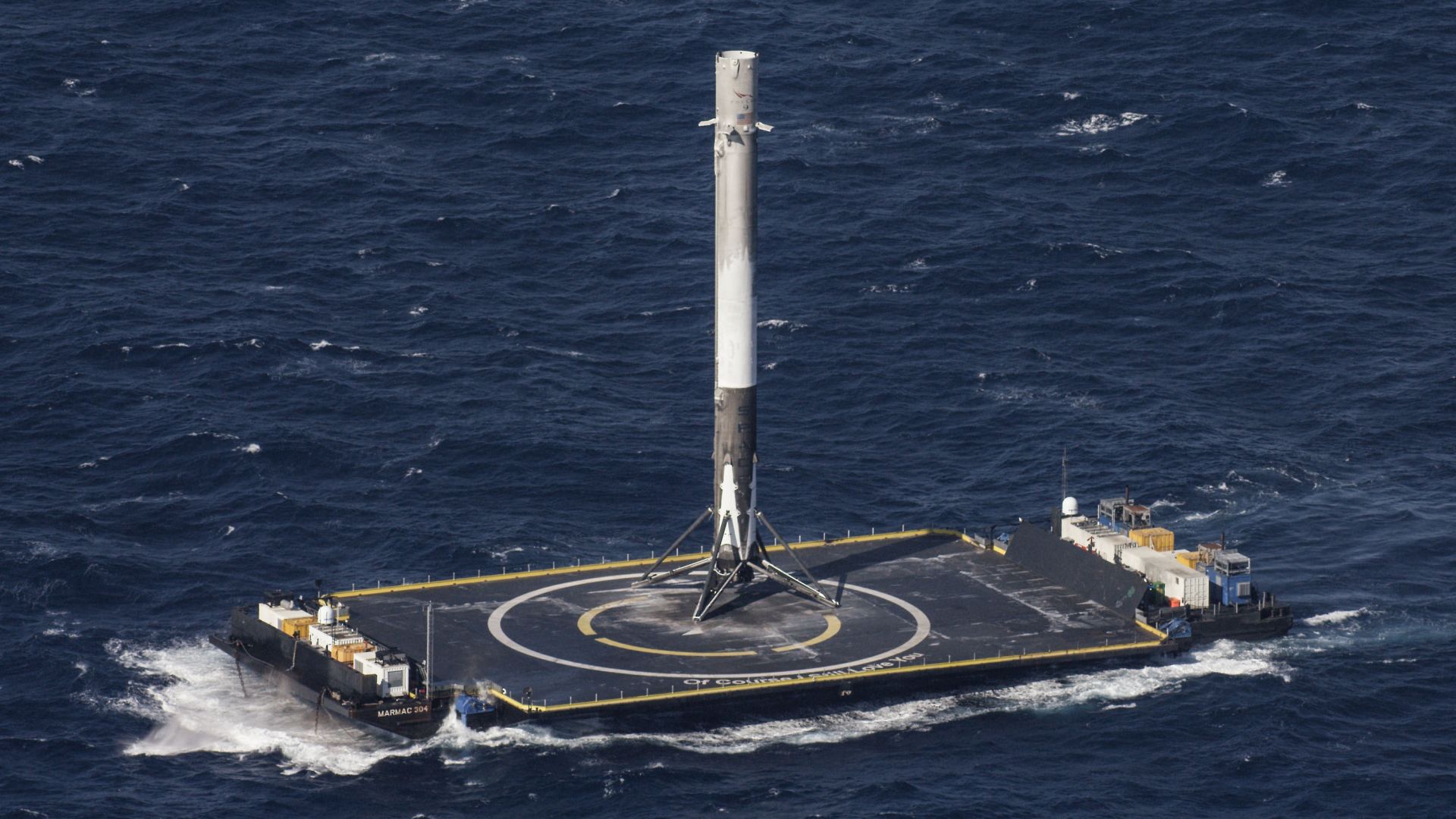 платформа, ракета, SpaceX, ship, sea, platform, rocket (horizontal)