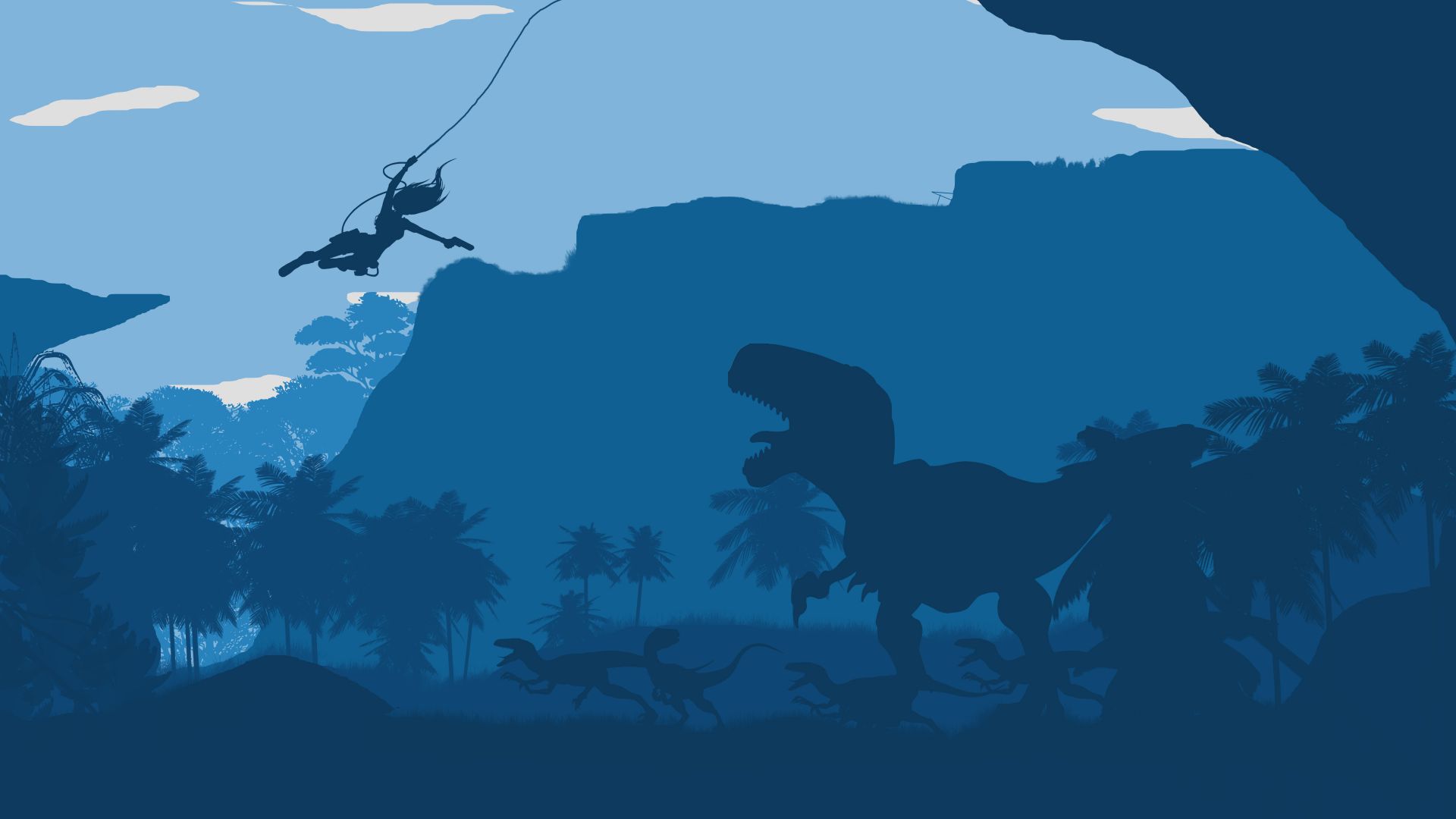 томб рейдера, лес, динозавр, голубой, tomb raider, forest, dinosaur, blue, flat (horizontal)