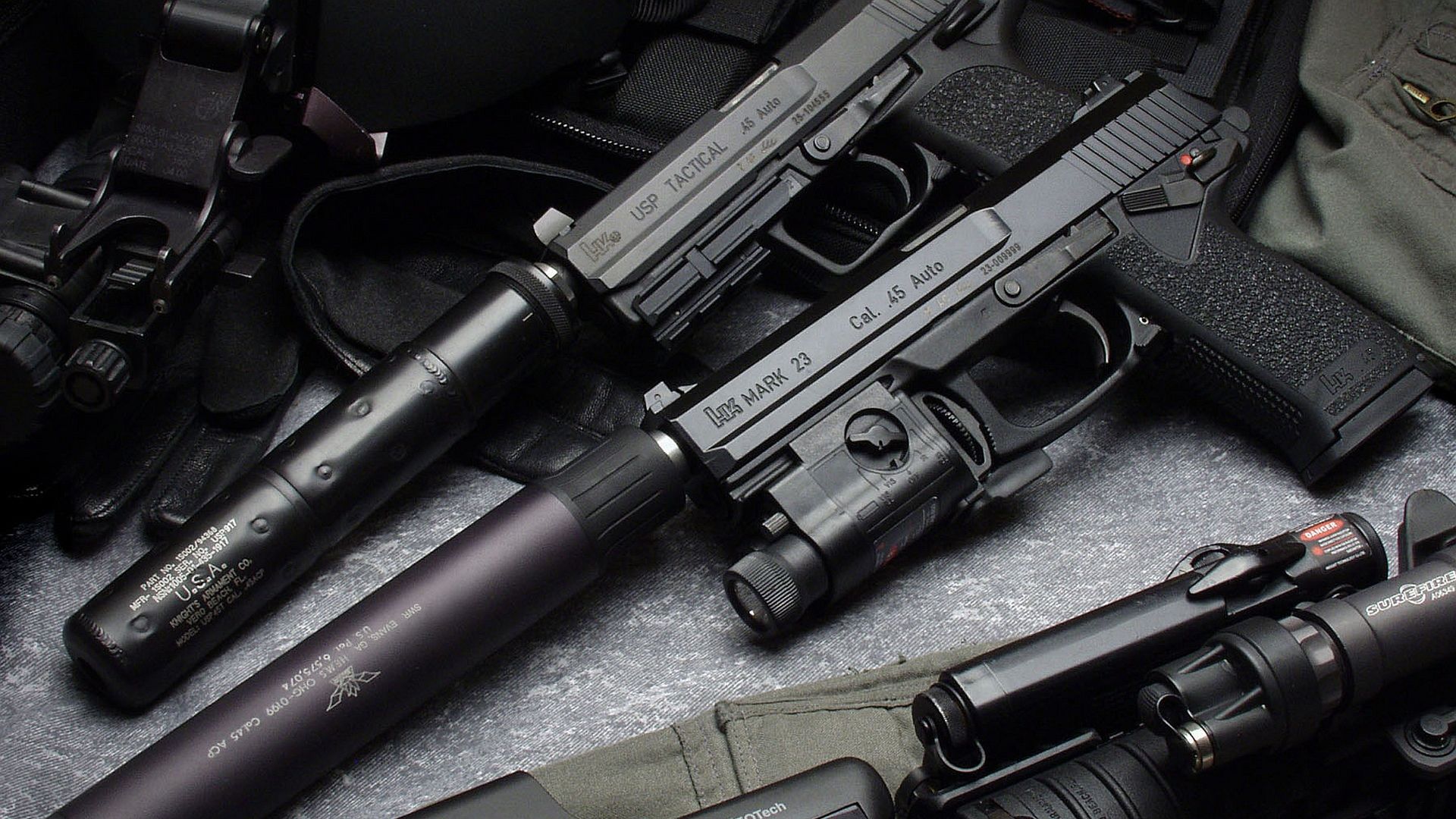 Heckler & Koch, марк 23, пистолет, глушитель, Heckler & Koch, mark 23, pistol, silencer (horizontal)