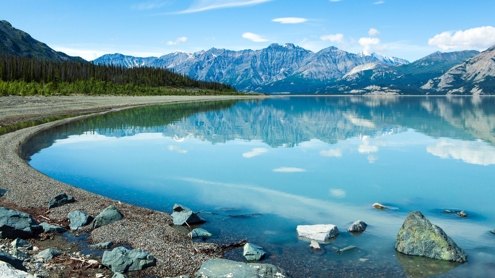 Канада, 5k, 4k, Клуэйн озеро, Юкон, Пейзаж, Гора, Canada, 5k, 4k wallpaper, Kluane Lake, Yukon, Landscape, Mountain (horizontal)