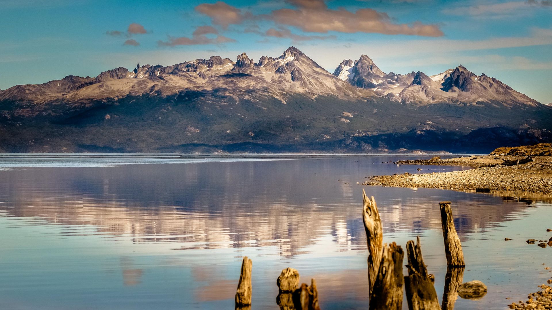 горы, 4k, HD, озеро, море, Аргентина, mountain, 4k, HD wallpaper, lake, sea, Ushuaia, Argentina (horizontal)