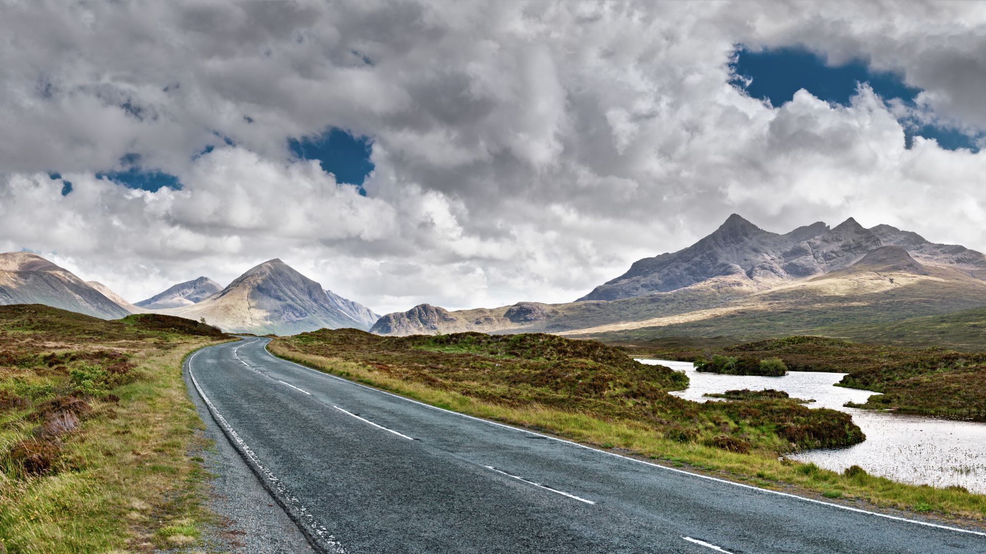 Остров Скай, Шотландия, Isle of Skye, Scotland, Europe, road, mountain, travel, 8k (horizontal)