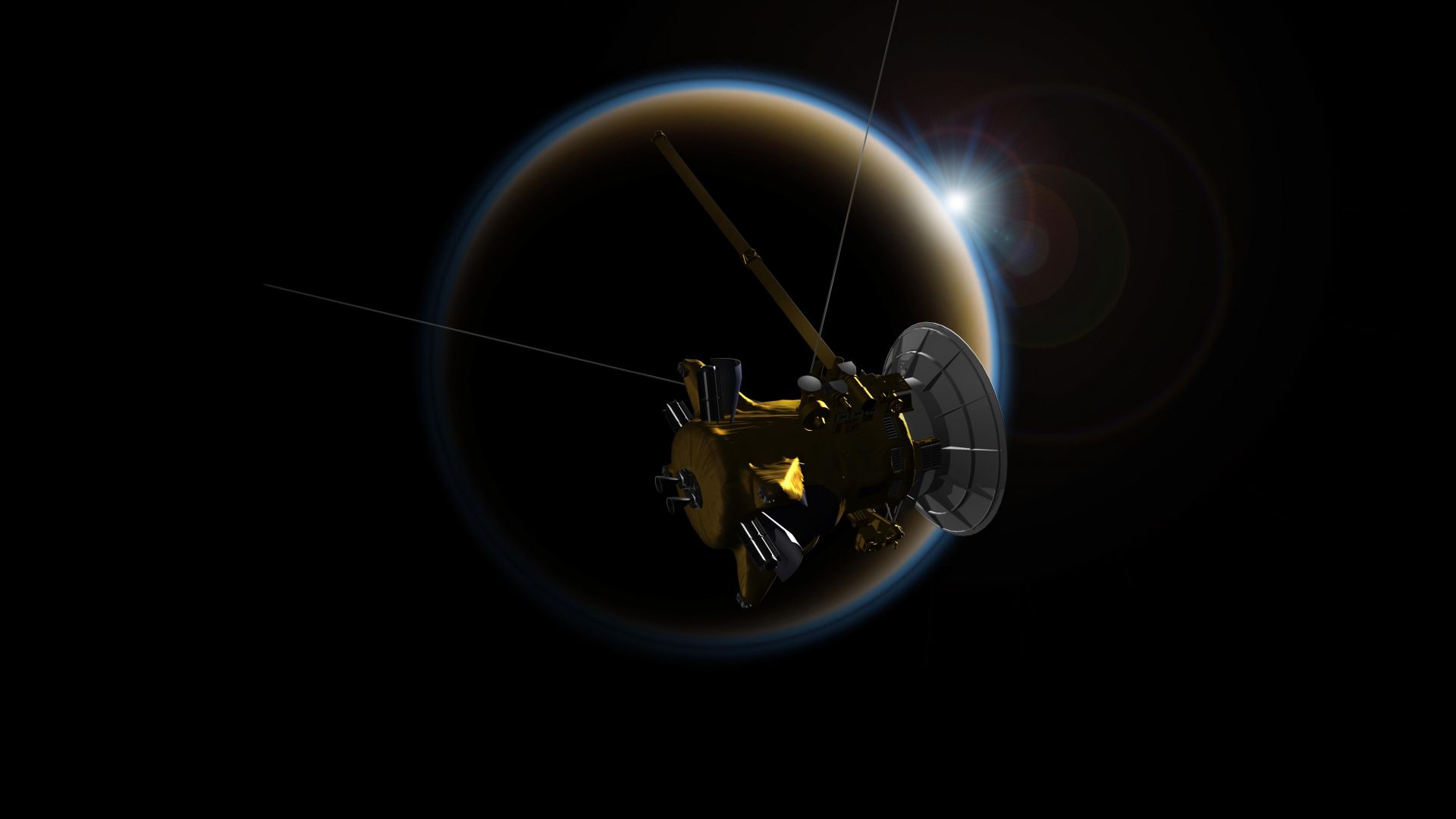 Сатурн, Saturn, Cassini Probe, 4k (horizontal)