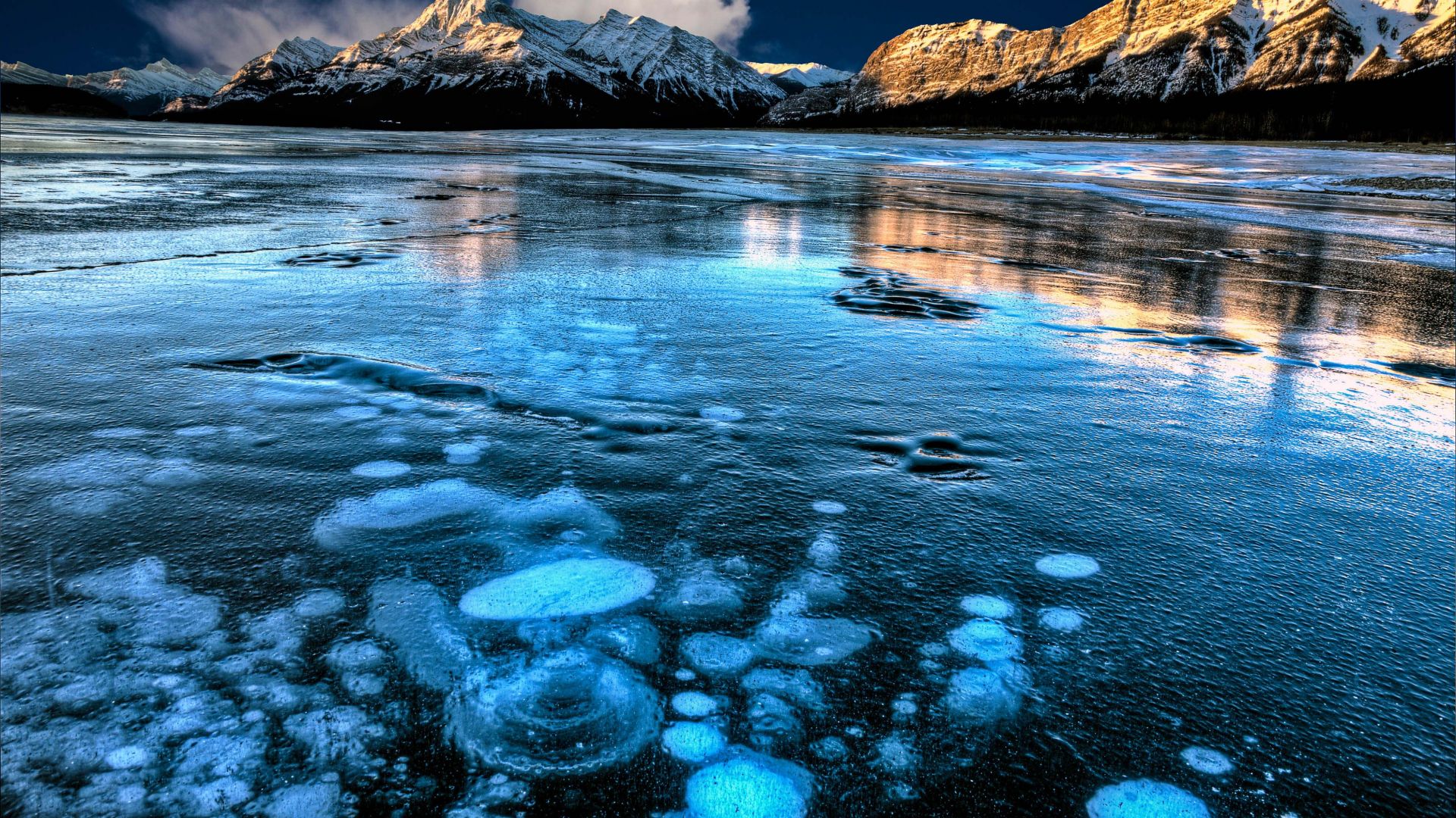 Озеро Эйбрахам, Abraham Lake, Canada, mountain, ice, 4k (horizontal)
