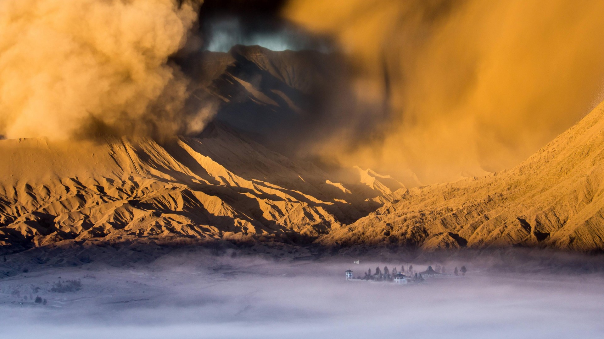 пустыня, 4k, HD, шторм, песок, Sandstorm, 4k, HD wallpaper, City, Valley, Clouds, Desert, Mountains (horizontal)