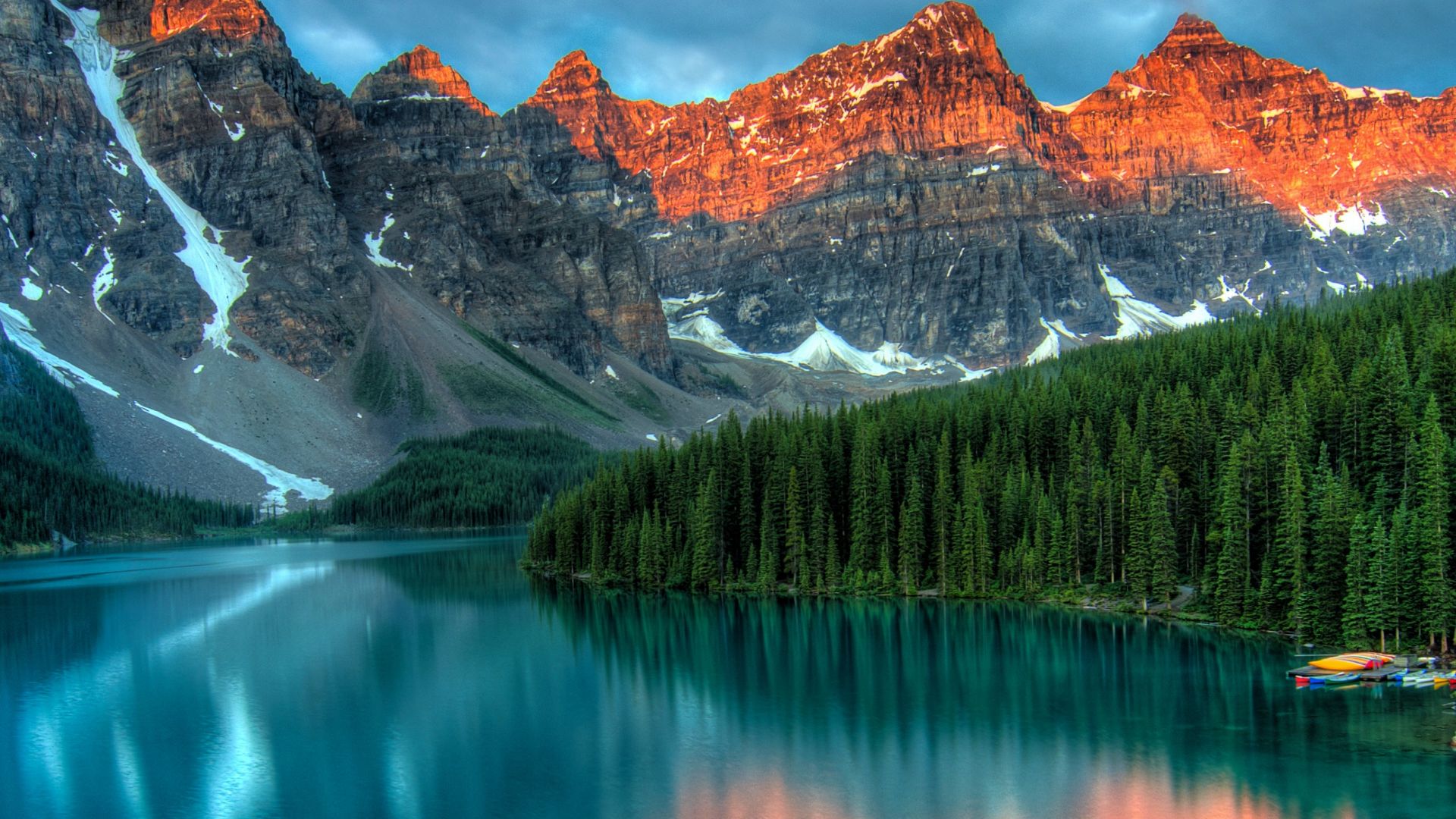 озеро Морейн, горы, Moraine Lake, Banff, Canada, mountains, forest, 4k (horizontal)