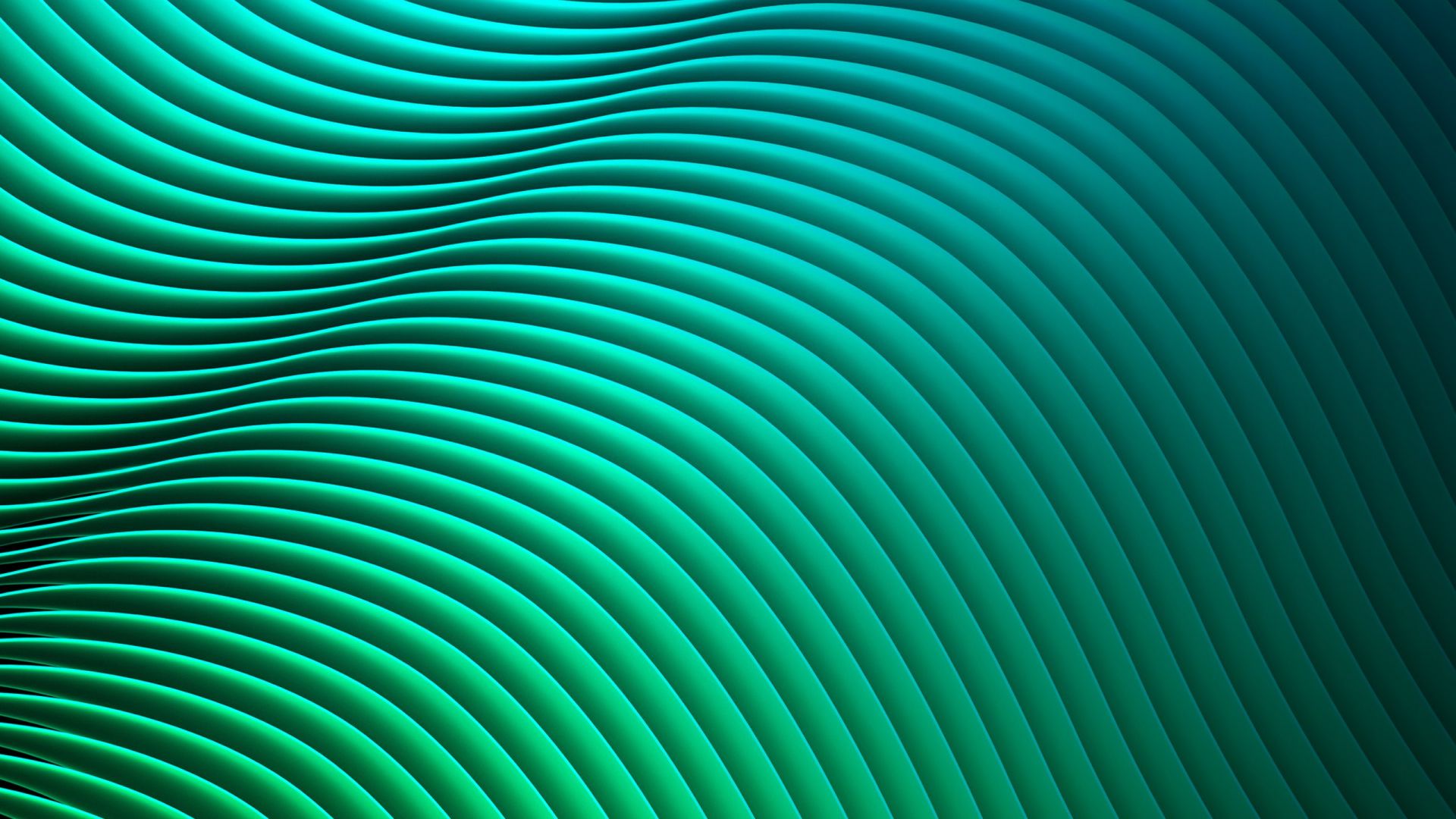 волны, линия, waves, lines, green, HD (horizontal)
