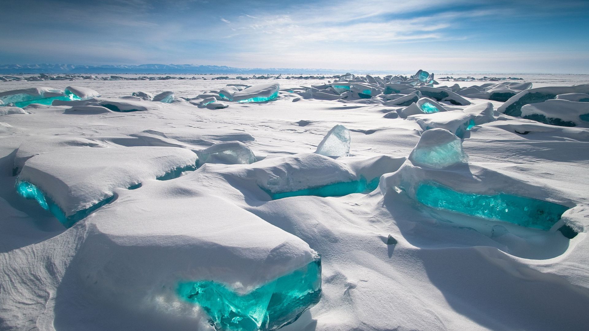 Озеро Байкал, лед, Lake Baikal, ice, snow, HD (horizontal)
