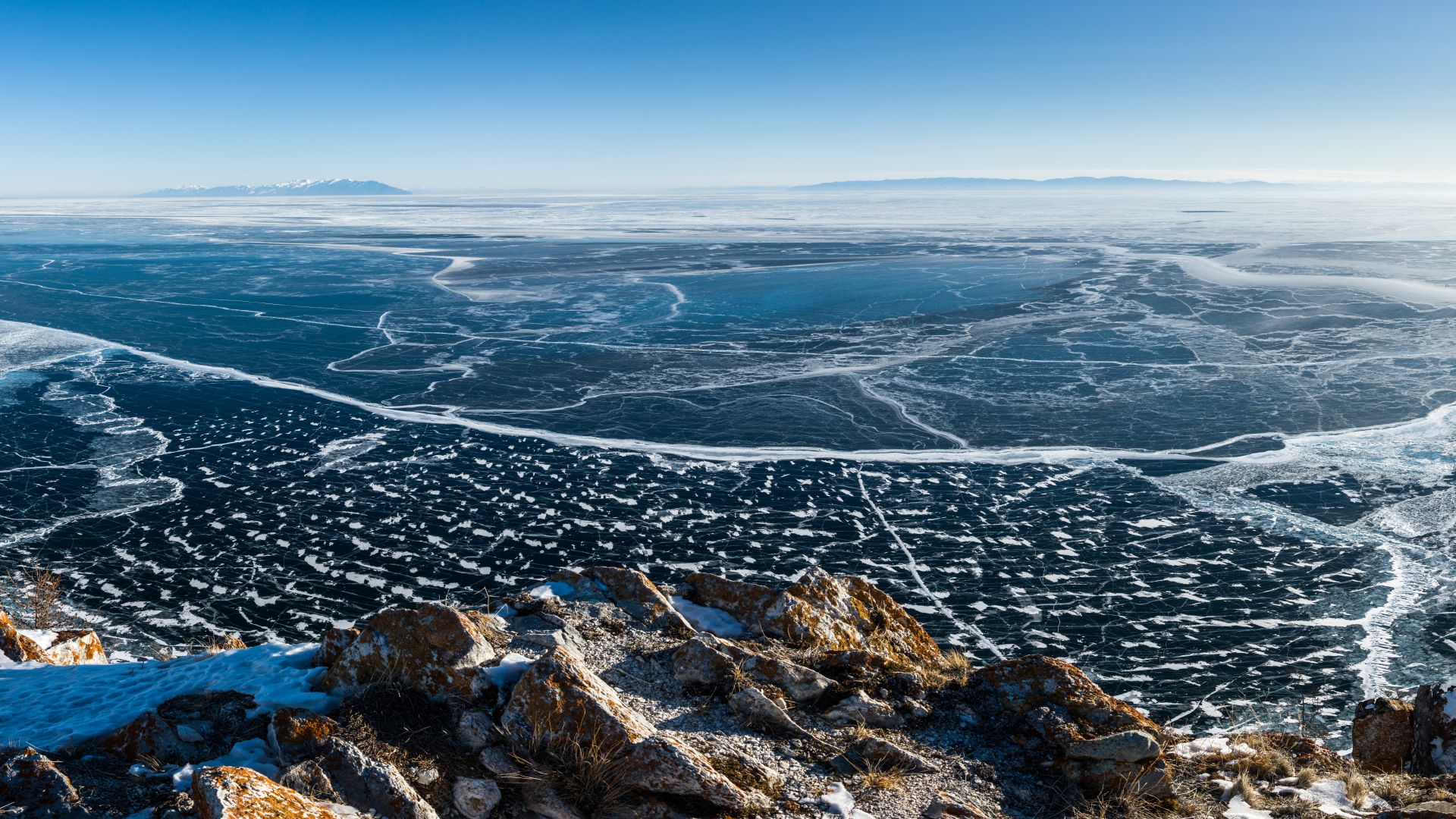 Озеро Байкал, лед, Lake Baikal, ice, 8k (horizontal)
