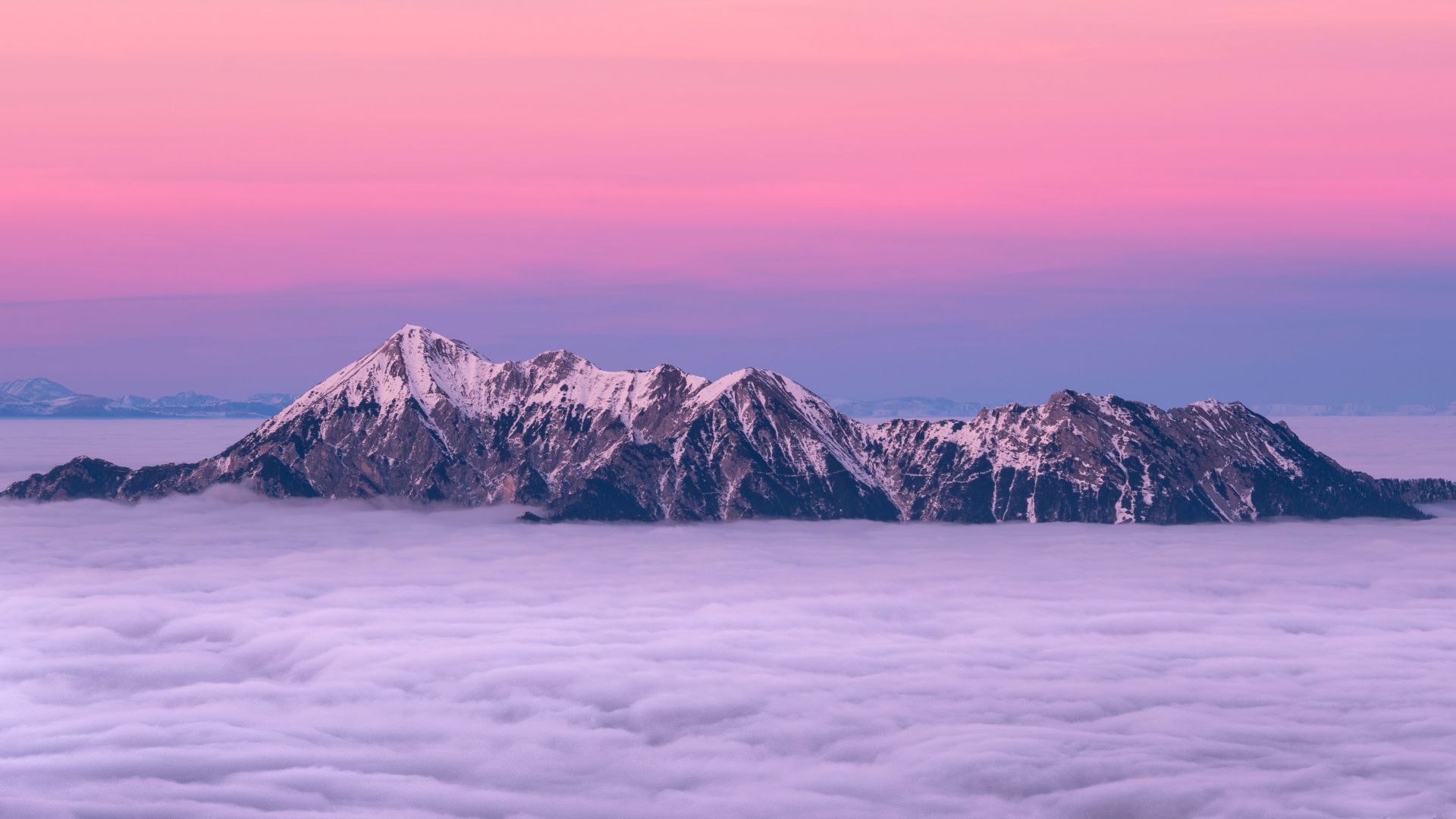 гора, mountain, sky, fog, 5k (horizontal)