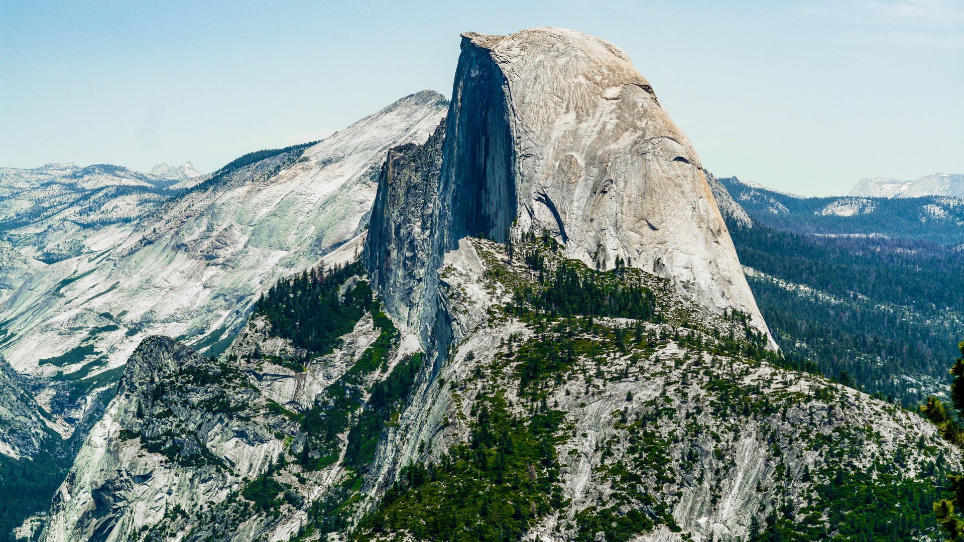 Хаф-Доум, гора, лес, Half Dome, mountain, Yosemite, National Park, California, forest, 5k (horizontal)