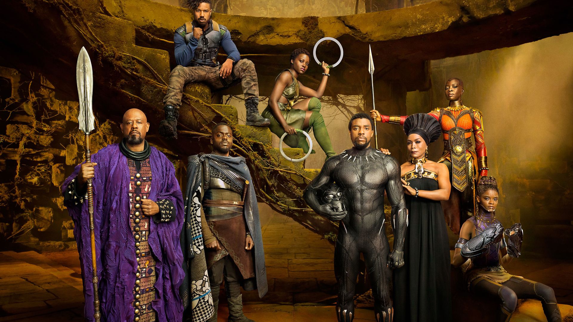 Черная пантера, Black Panther, Chadwick Boseman, Michael B. Jordan, Angela Bassett, 4k (horizontal)