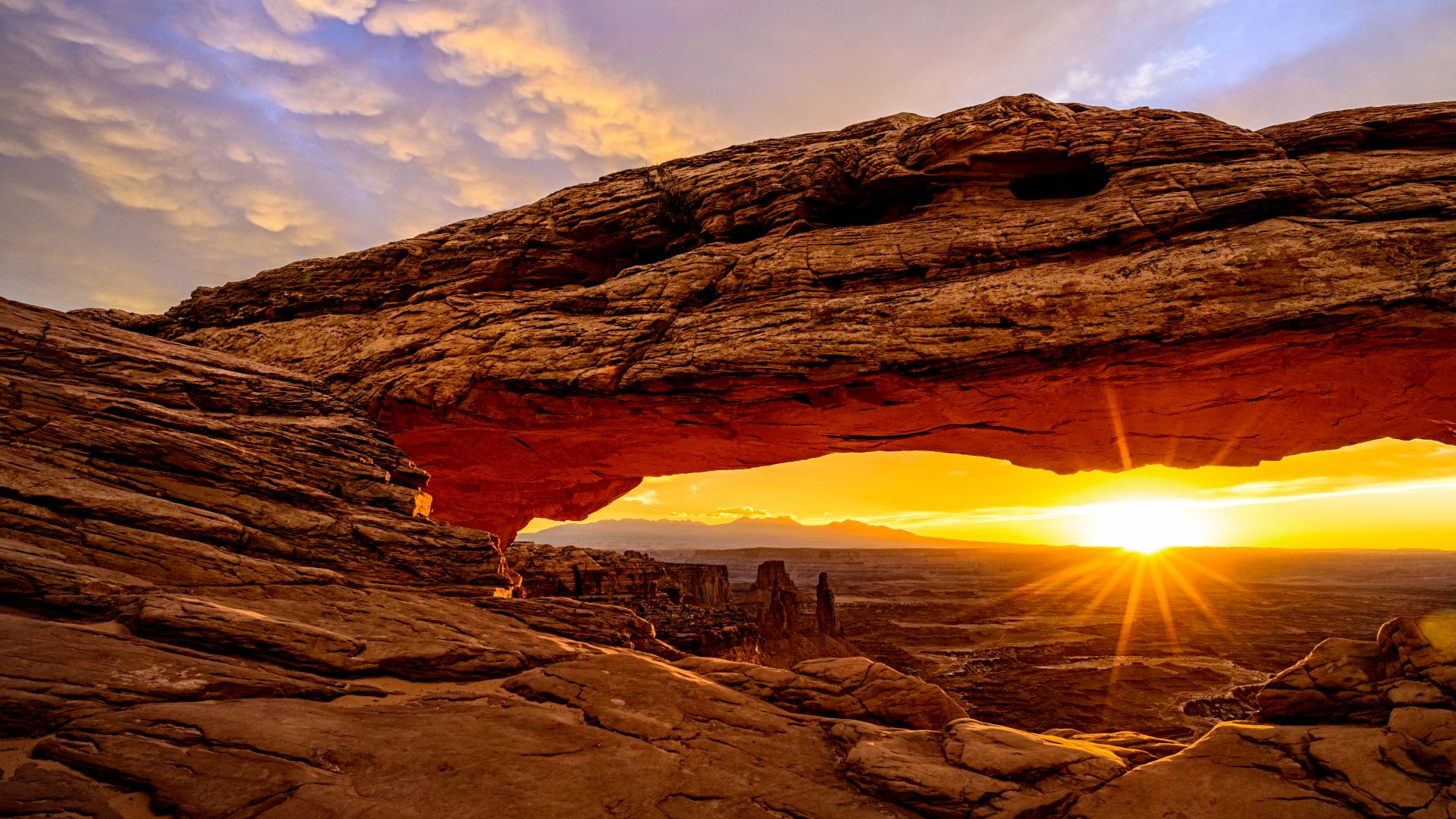Меса Арк, штат Юта, США, горы, Mesa Arch, Utah, USA, mountains, sunrise, 8k (horizontal)