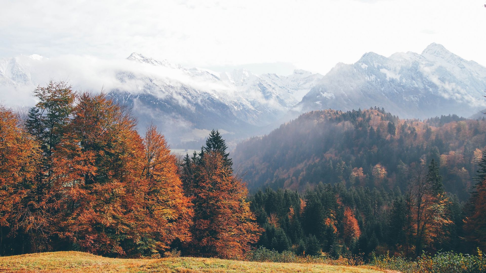 Оберстдорф, Германия, горы, осень, Oberstdorf, Germany, mountains, autumn, forest, 4k (horizontal)