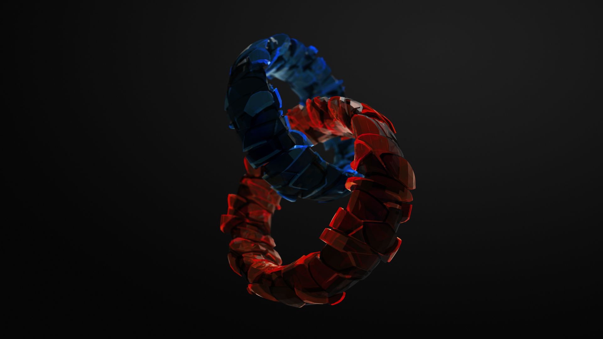 кольца, стекло, rings, 3D, blue, red, glass, HD (horizontal)