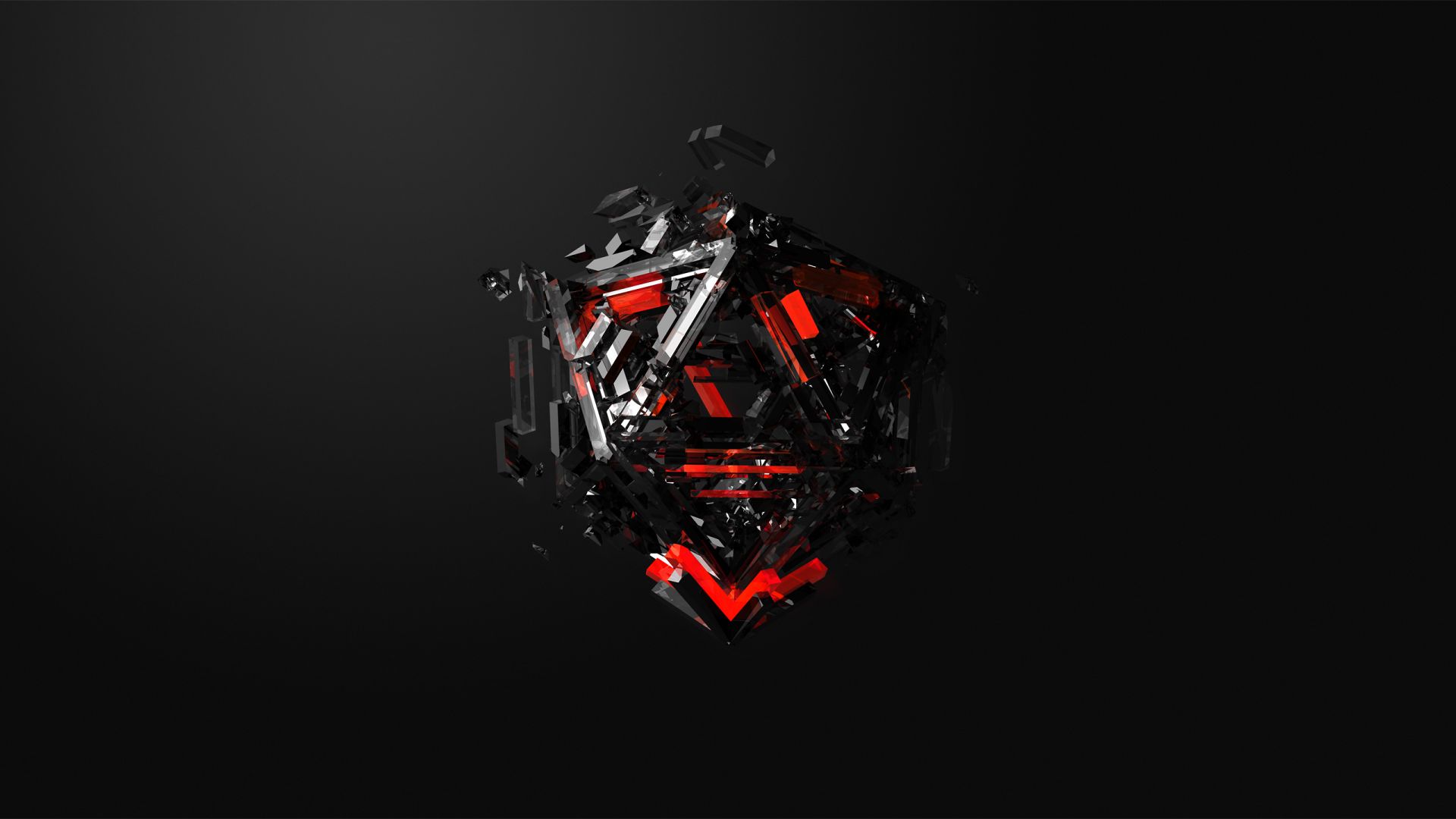 треугольники, красный, черный, triangles, 3D, red, black, HD (horizontal)