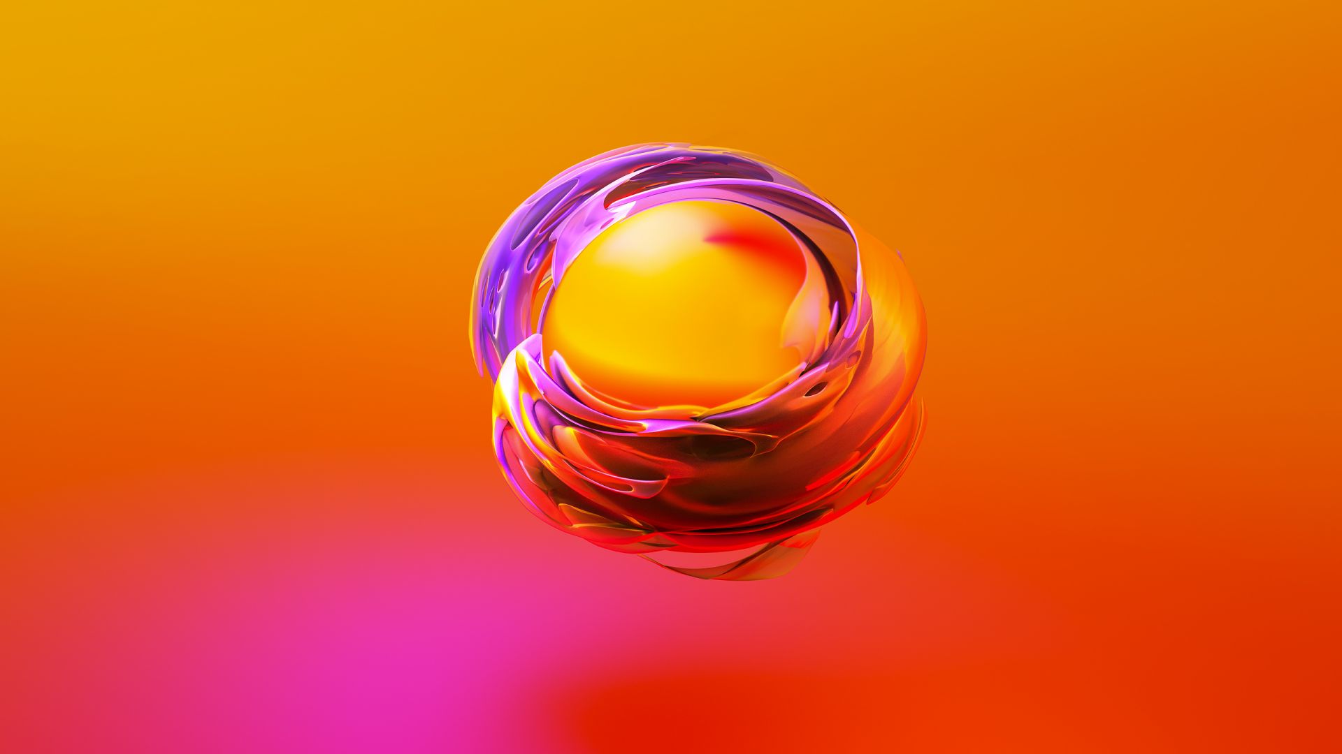 сфера, оранжевый, желтый, sphere, 3D, orange, yellow, HD (horizontal)