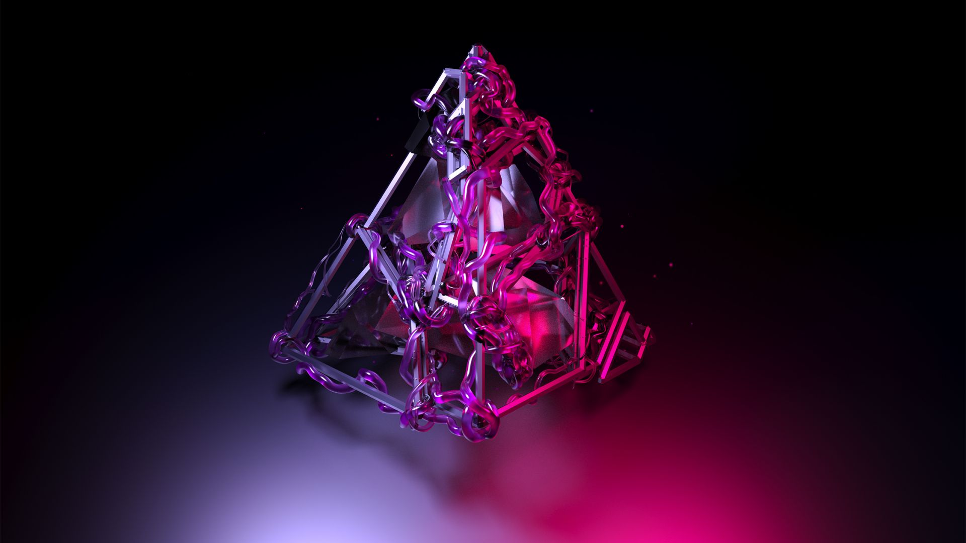 пирамида, фиолетовый, pyramid, 3D, violet, HD (horizontal)