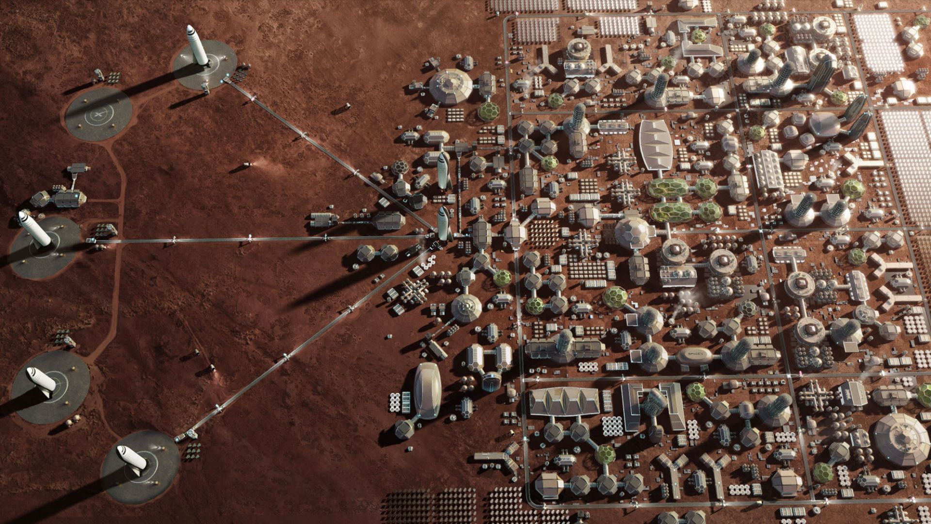 База Марса, Mars Base, Mars Colony, Space X, HD (horizontal)
