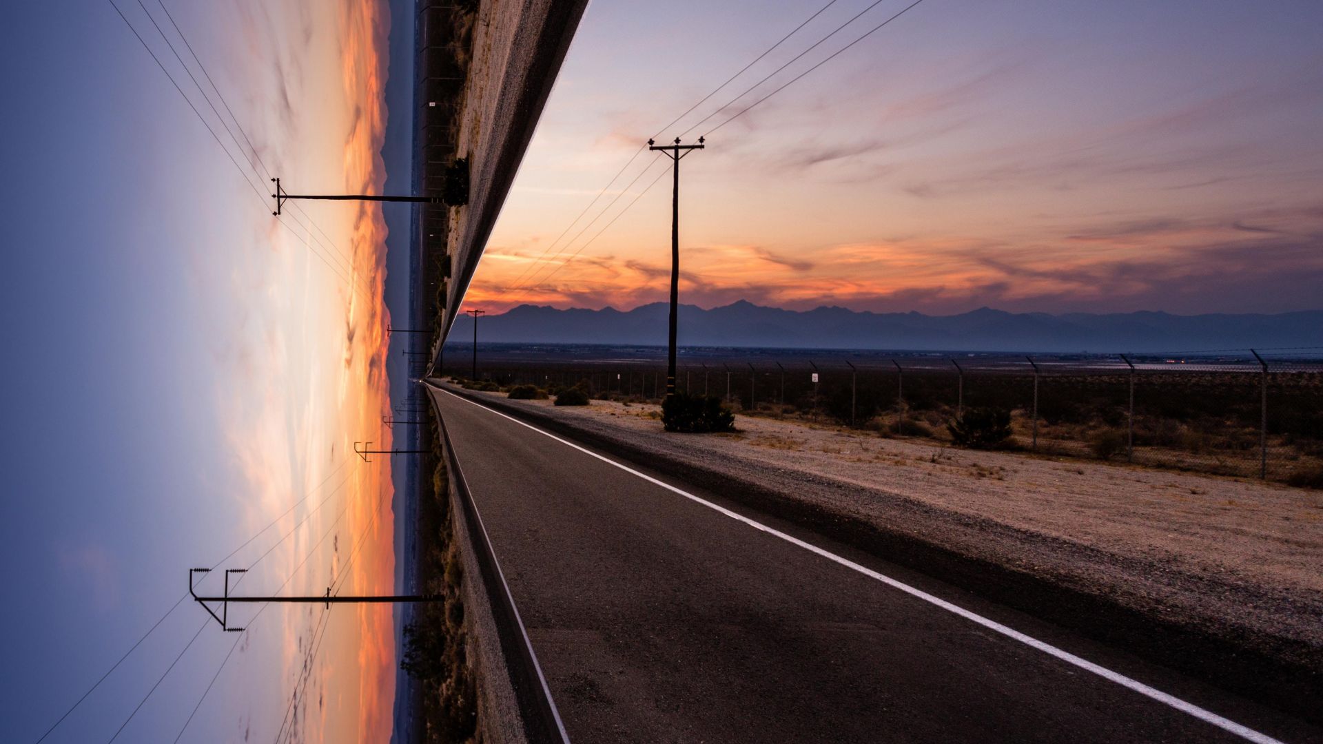 дорога, небо, закат, road, sky, sunset, artwork, 4k (horizontal)
