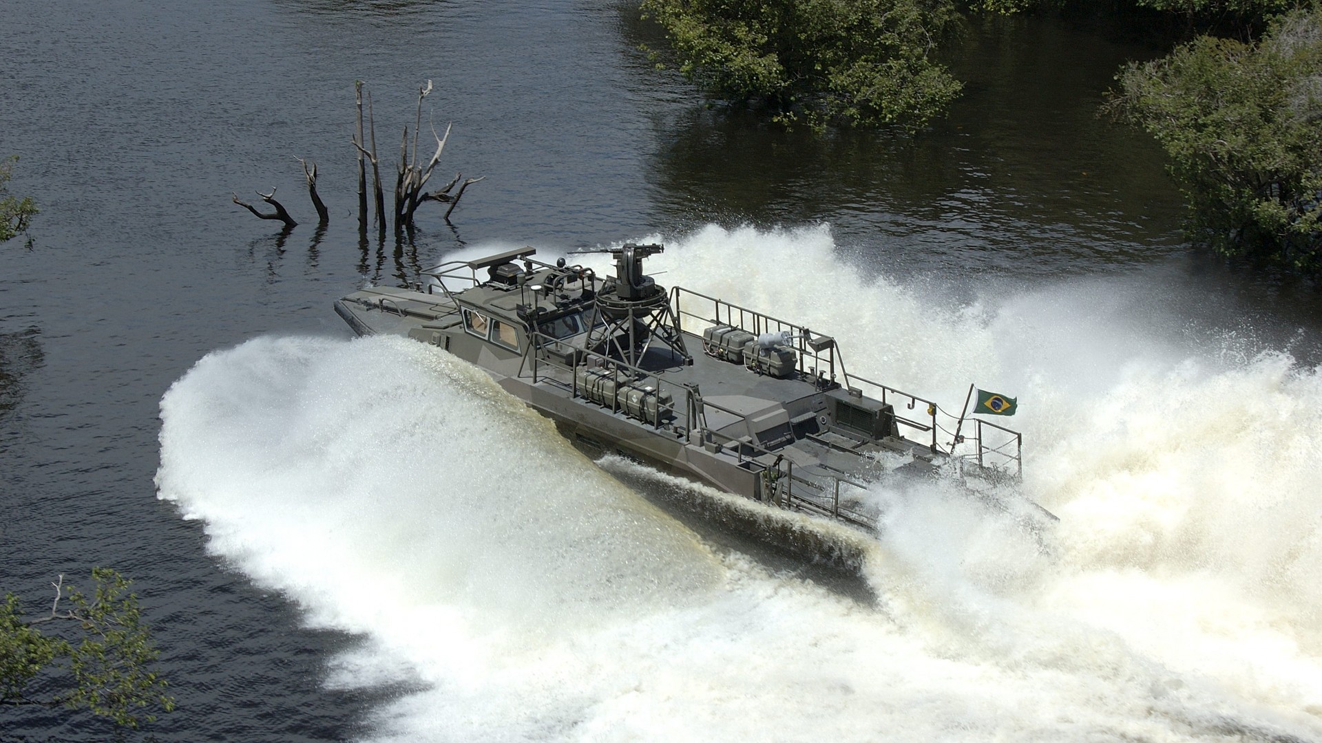 боевой катер, ВС Бразилии, река, combat boat, CB90, fast assault craft, Strb 90 H, Brazilian Army, river (horizontal)