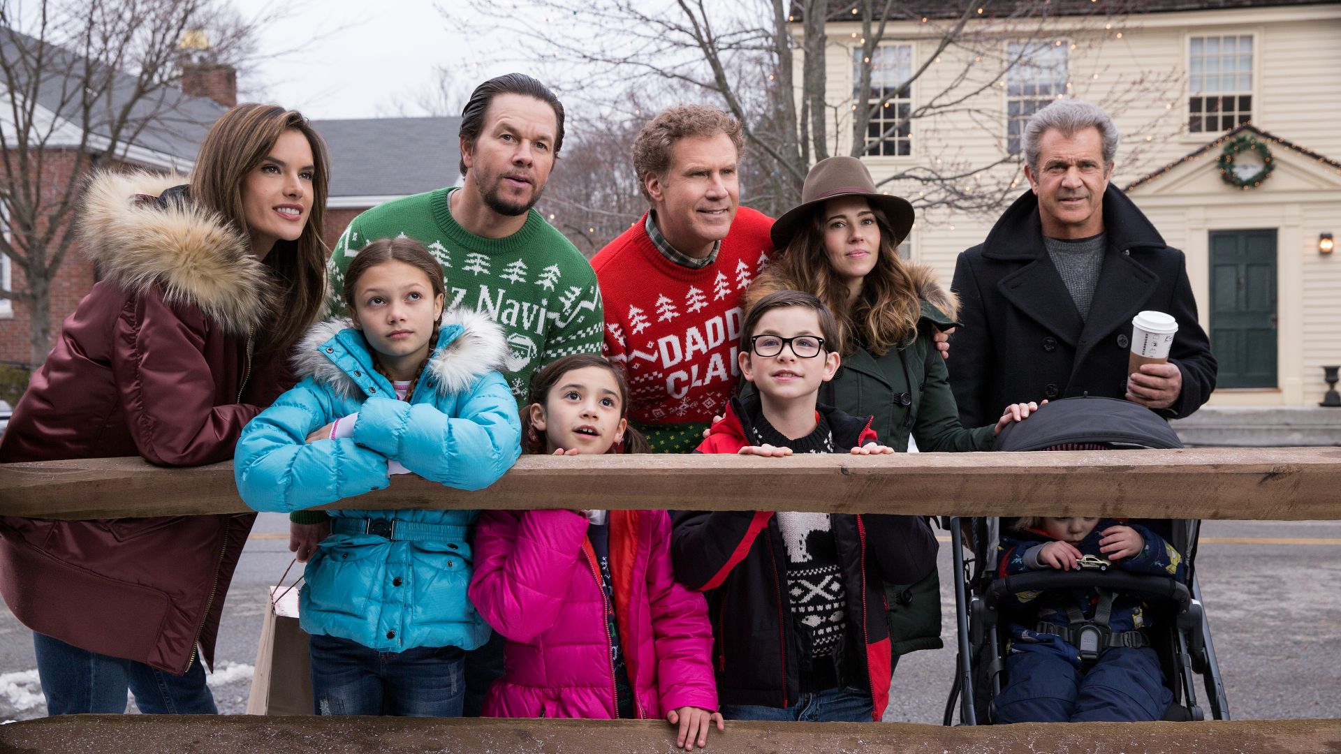 Здравствуй, папа, Новый год 2, Daddy's Home 2, Mark Wahlberg, Will Ferrell, Mel Gibson, Alessandra Ambrosio, 5k (horizontal)