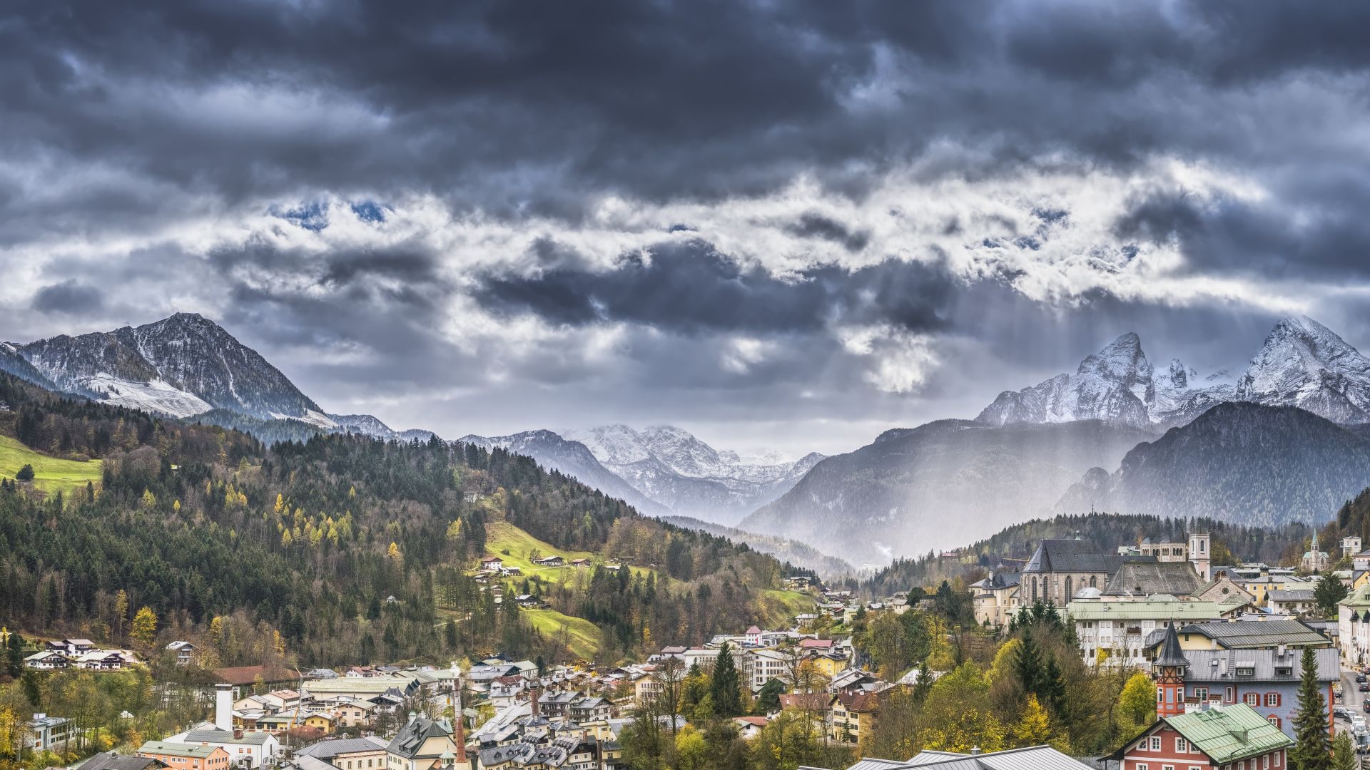 Альпы, Швейцария, горы, Alps, Switzerland, Europe, mountains, trees, sky, clouds, 8k (horizontal)