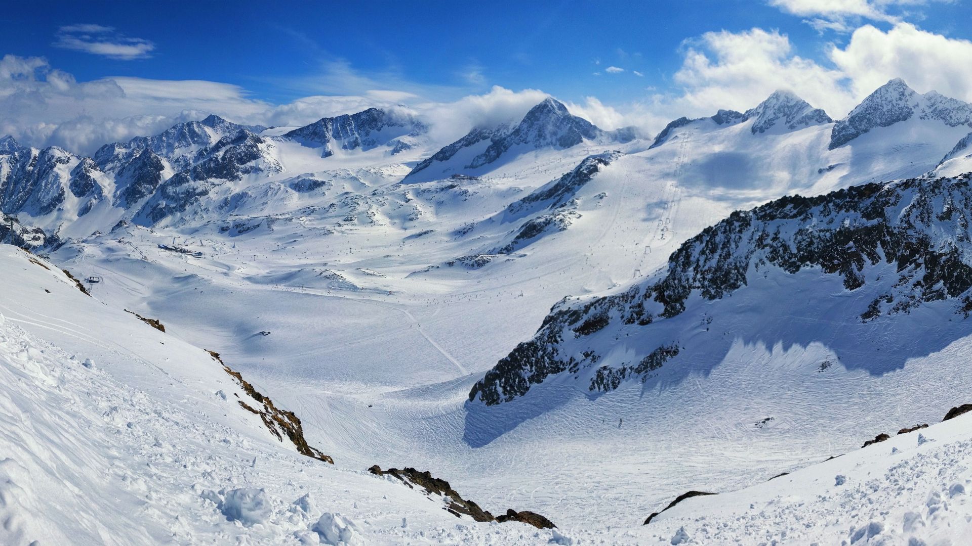 горы, Stubaital Stubai, mountains, snow, winter, 4k (horizontal)