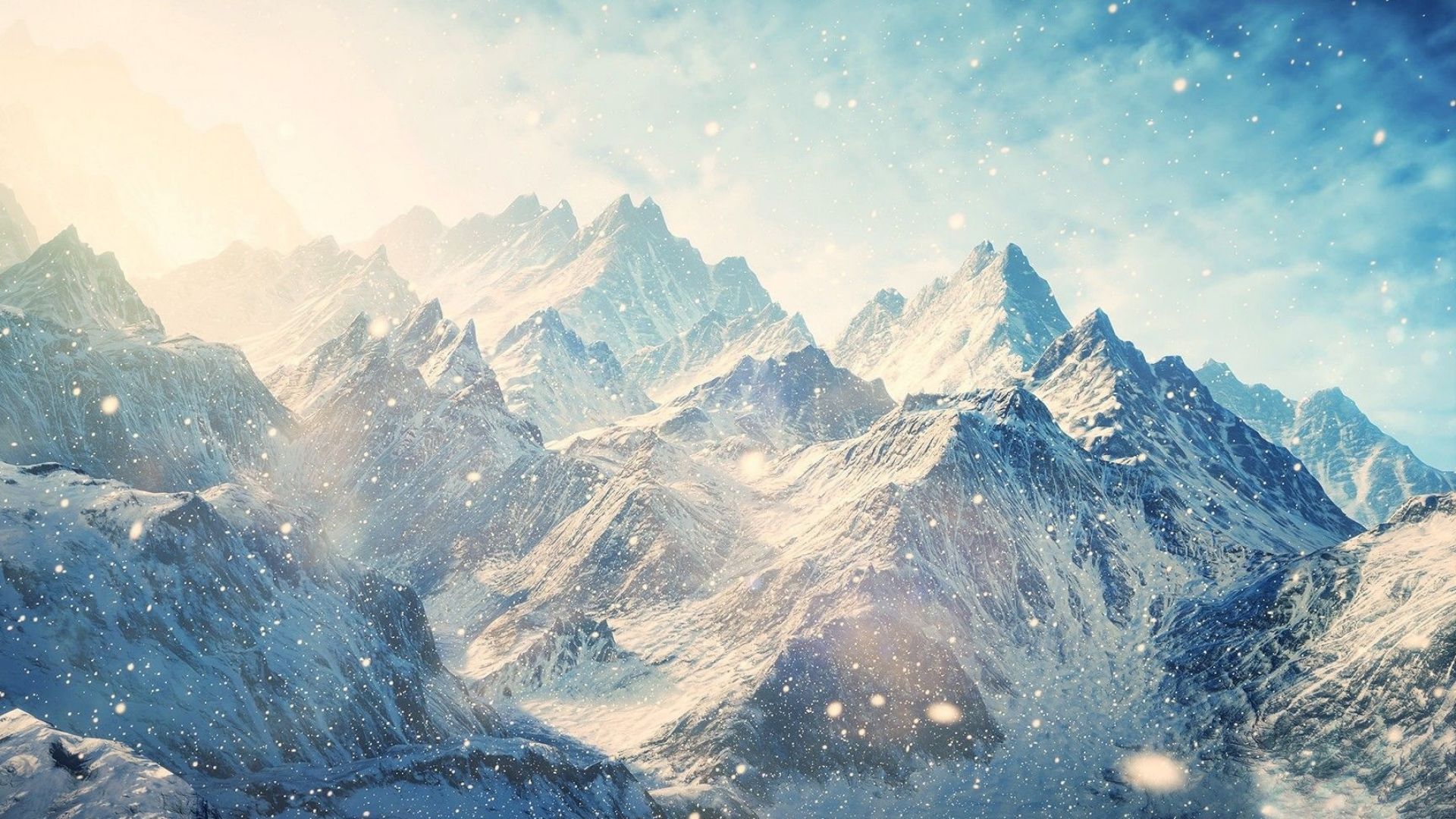 горы, снег, mountains, snow, winter, 4k (horizontal)