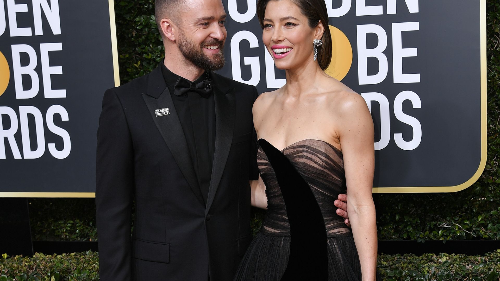 Джастин Тимберлейк, Джессика Бил, Justin Timberlake, Jessica Biel, Golden Globes 2018, 4k (horizontal)